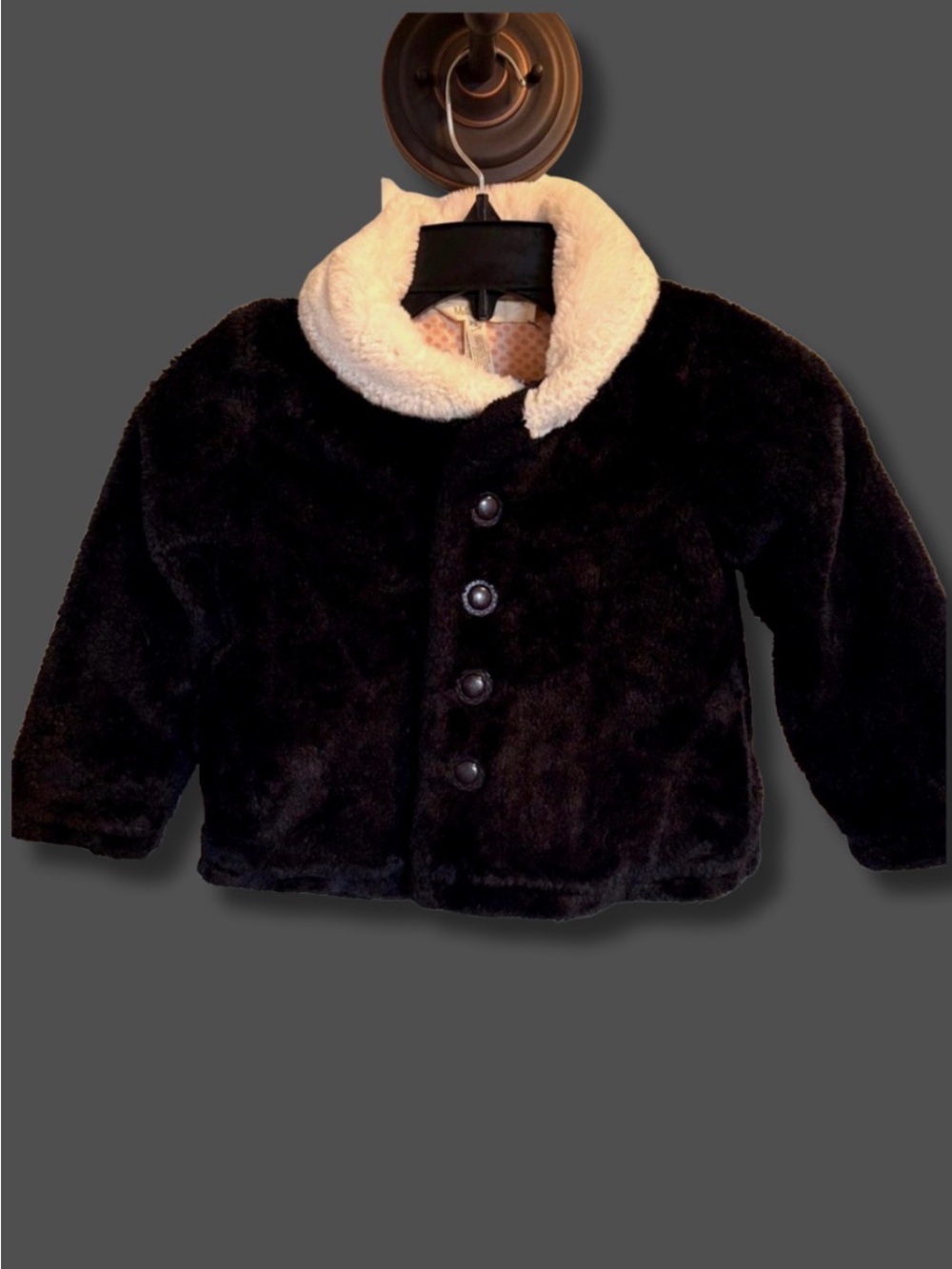 Matilda Jane Faux Fur Jacket Black Sherpa Collar Polka Dot Lined Girls 4